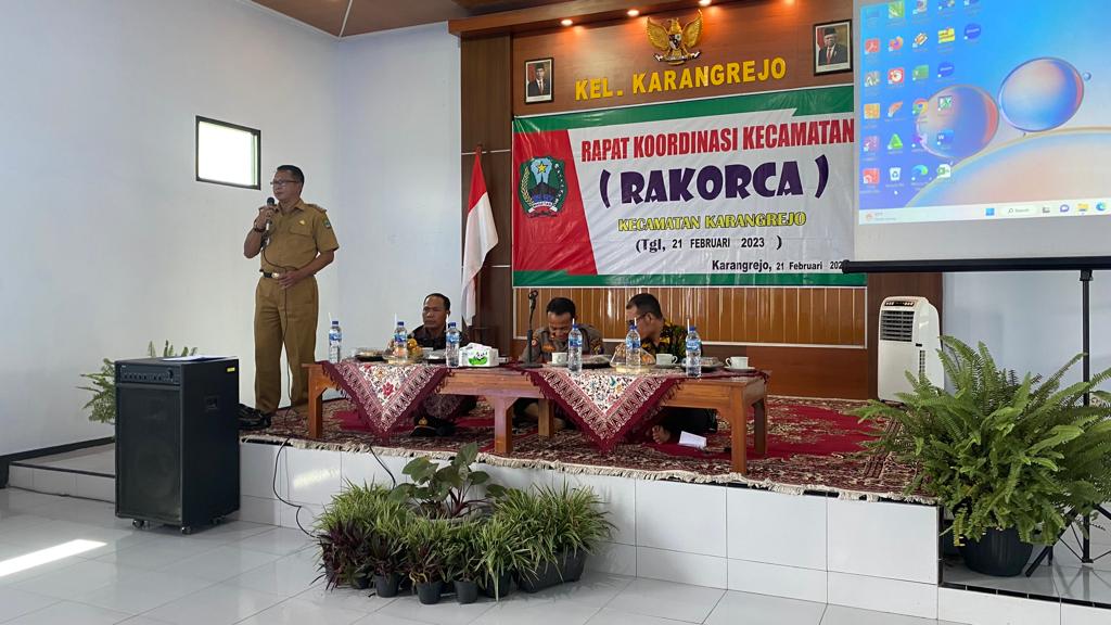 RAKORCA KECAMATAN KARANGREJO DI BALAI PERTEMUAN KELURAHAN KARANGREJO