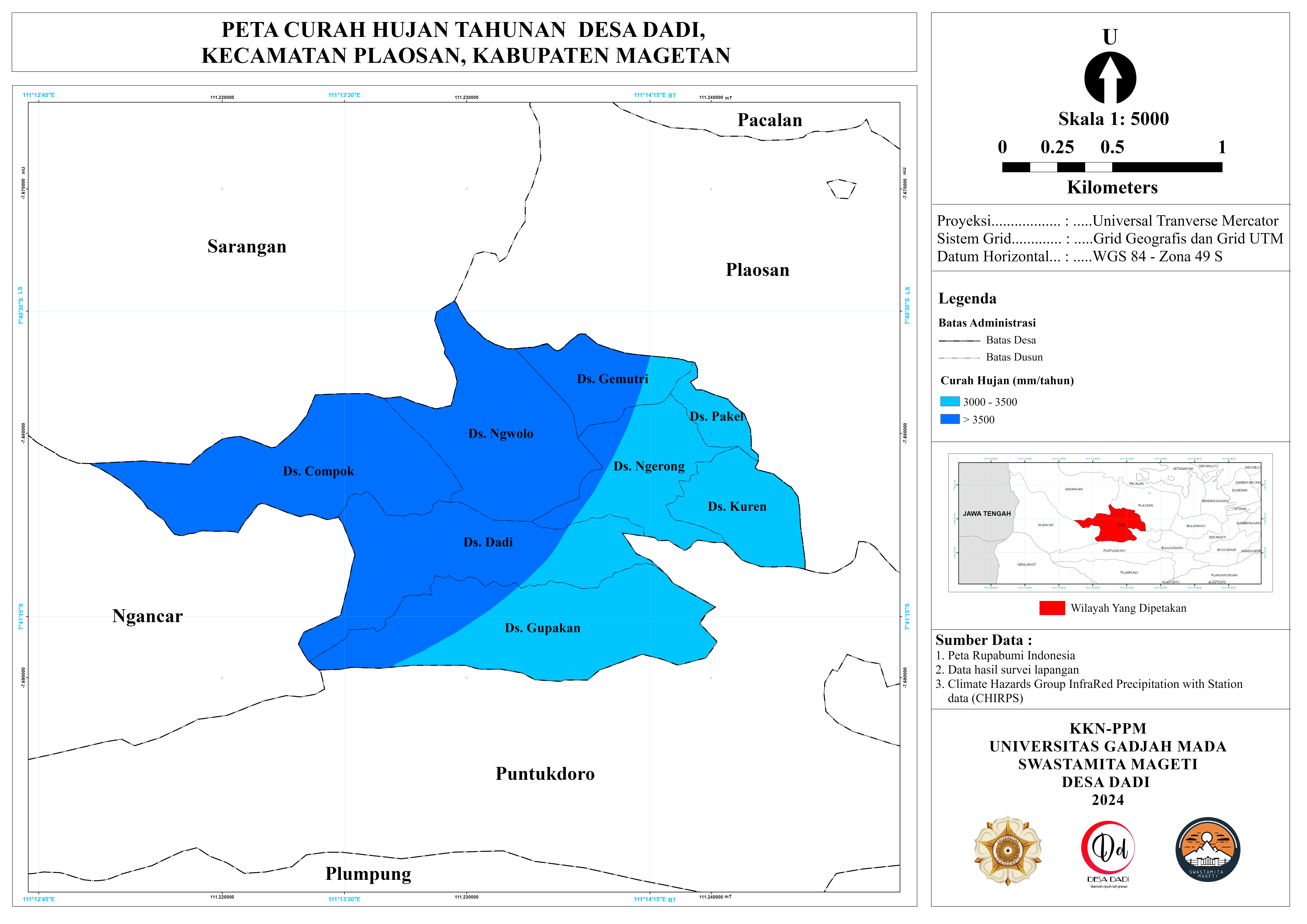 Peta Curah Hujan Desa Dadi 2019-2023