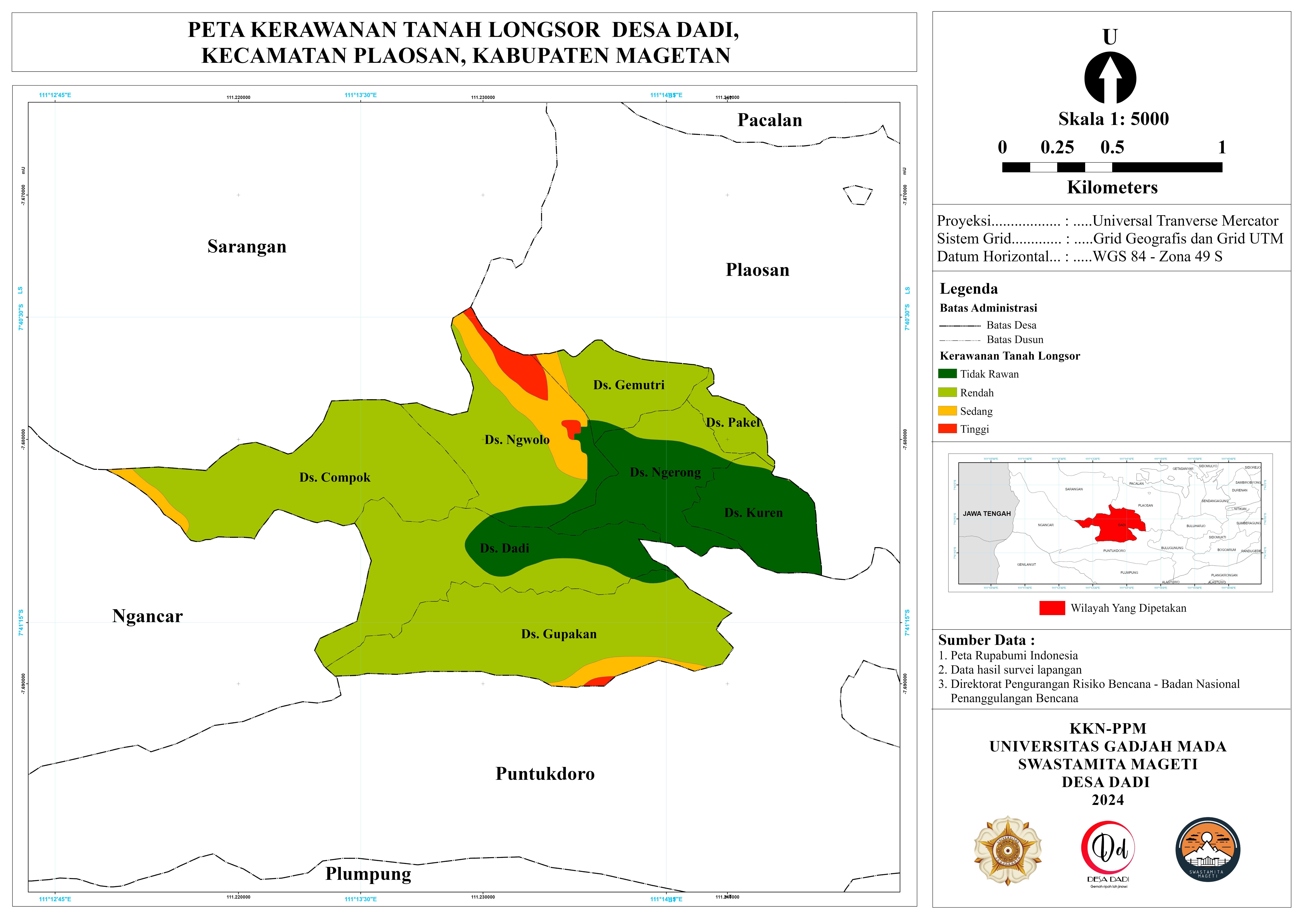 Peta Kerawanan Tanah Longsor Desa Dadi