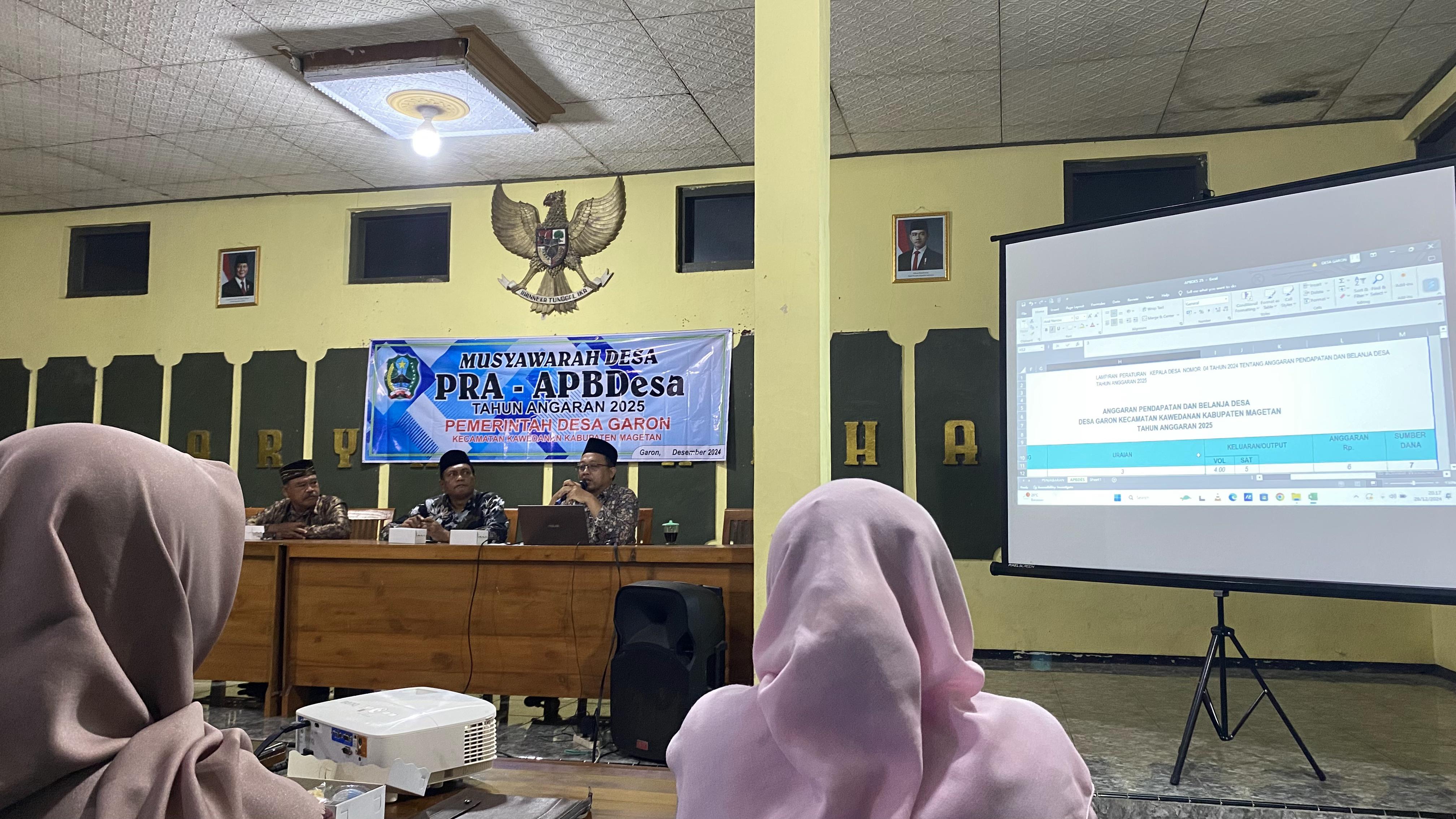 Musyawarah Pra APBD Tahun Anggaran 2025 Pemerintah Desa Garon  