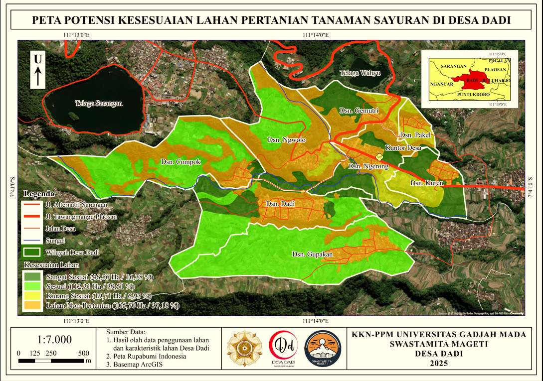 Peta Kesesuaian Lahan di Desa Dadi