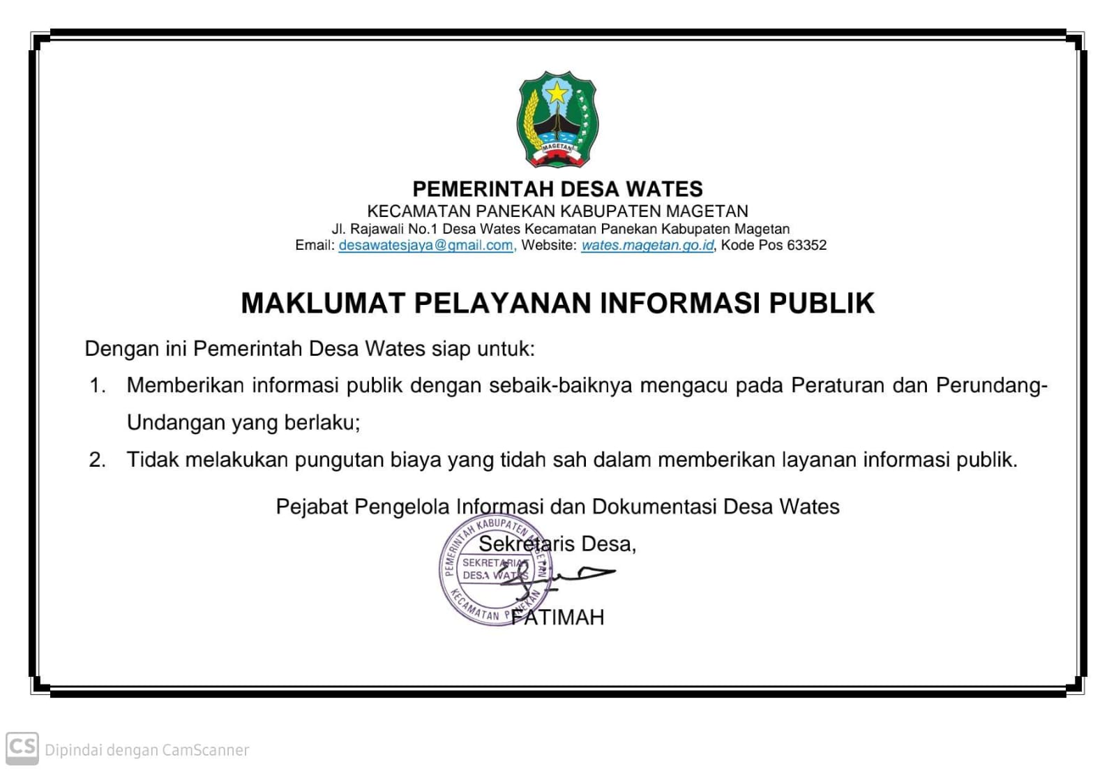 MAKLUMAT PELAYANAN INFORMASI PUBLIK